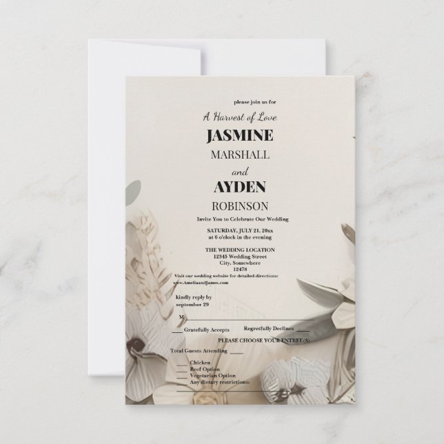 Custom Wedding Invitations | Boho, Photo & Floral (Front)