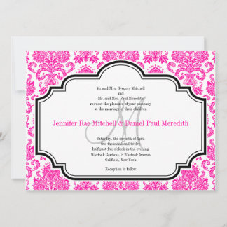 Custom Wedding Invitations Hot Pink Damask