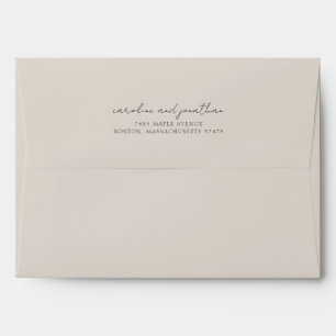 Custom Wedding Ivory Cream Script Return Address Envelope