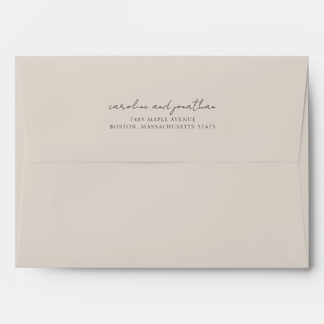 Custom Wedding Ivory Cream Script Return Address Envelope (Back (Top Flap))