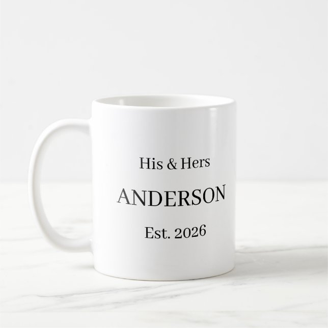 Custom Wedding Last Name Coffee Gift Mug (Left)