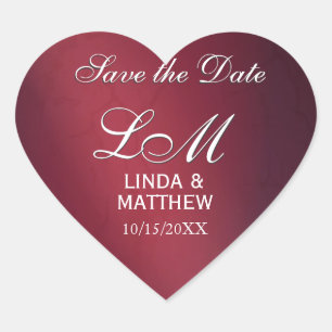 Custom Wedding Logo Stickers - Heart shaped