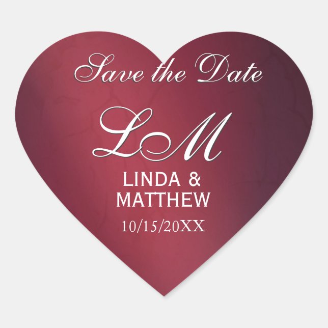 Custom Wedding Logo Stickers - Heart shaped (Front)