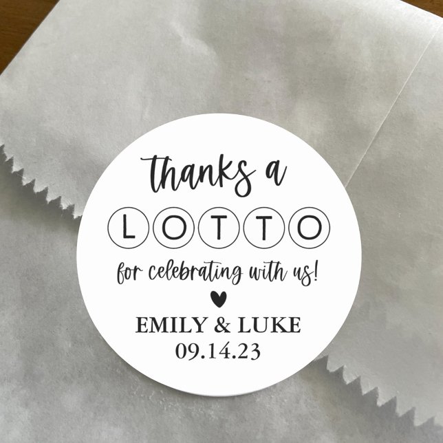 Custom Wedding Lottery Ticket Favour Classic Round Sticker (Creator Uploaded)