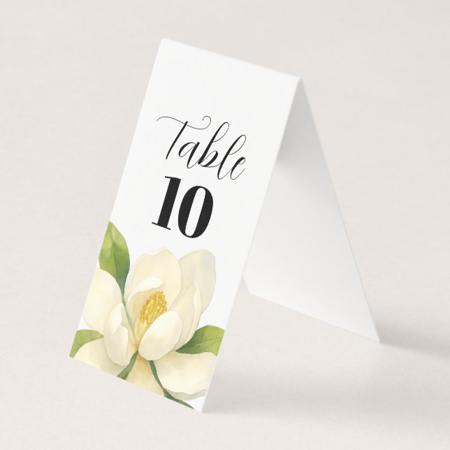Custom Wedding Magnolia Flower Table Number (Front)