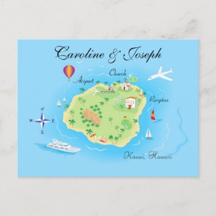 Custom Wedding Map Design - Illustrated Postcard