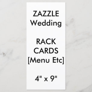 Custom Wedding Menu & Program Cards 9"x4" Vertical