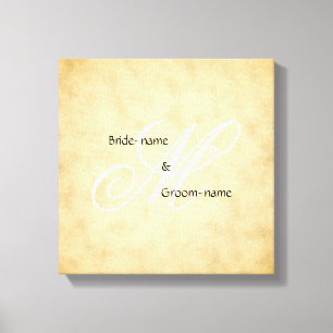 Custom Wedding Monogram Vintage Style Canvas Print