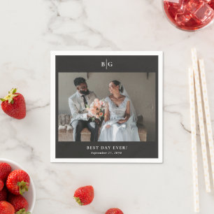 Custom Wedding Monogrammed Photo Best Day Ever Napkin