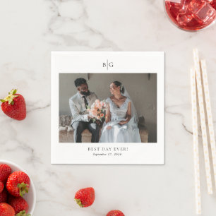 Custom Wedding Monogrammed Photo Best Day Ever Napkin