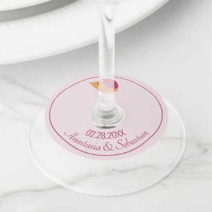 Custom Wedding Name Date Colorful Fall Leaves Wine Glass Tag
