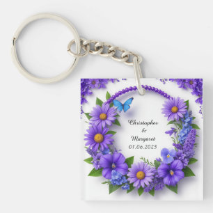 💐 Custom Wedding Name Gift For Floral Keepsakes  Key Ring
