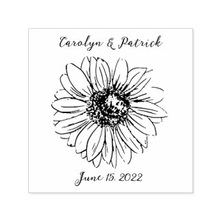 Custom Wedding Names Date Sunflower Self-inking Stamp
