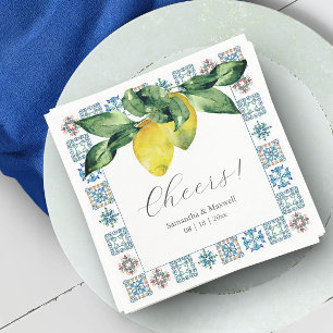 Custom Wedding Napkins Amalfi Tile and Lemons