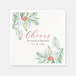 Custom Wedding Napkins Christmas Leaves