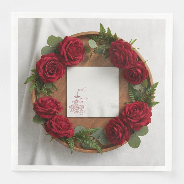 Custom Wedding Napkins: Personalised Monogram, Ele Napkin (Front)