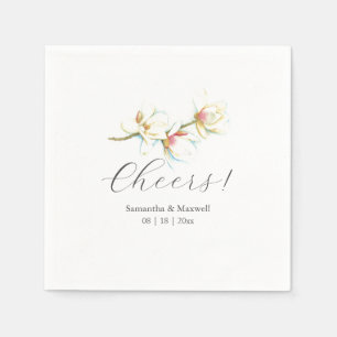 Custom Wedding Napkins White Magnolia Flowers