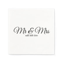 Custom wedding napkins with dates