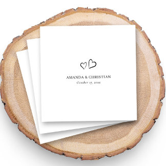 Custom Wedding Napkins with Elegant Double Heart