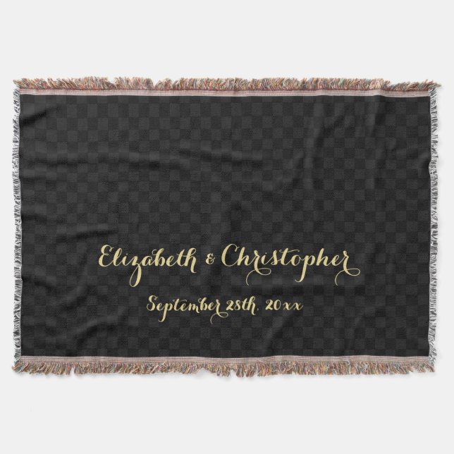 Custom Wedding Newlywed Couple Anniversary Name Throw Blanket (Front)