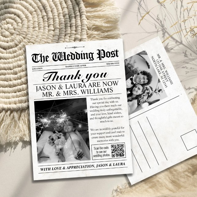 Custom Wedding Newspaper Thank You Card (Custom Wedding Newspaper Thank You Card)