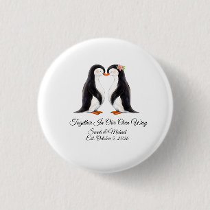 Custom Wedding Penguin Couple 3 Cm Round Badge