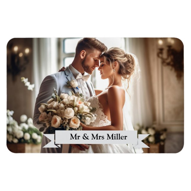 Custom Wedding Photo Announcement Magnet (Horizontal)