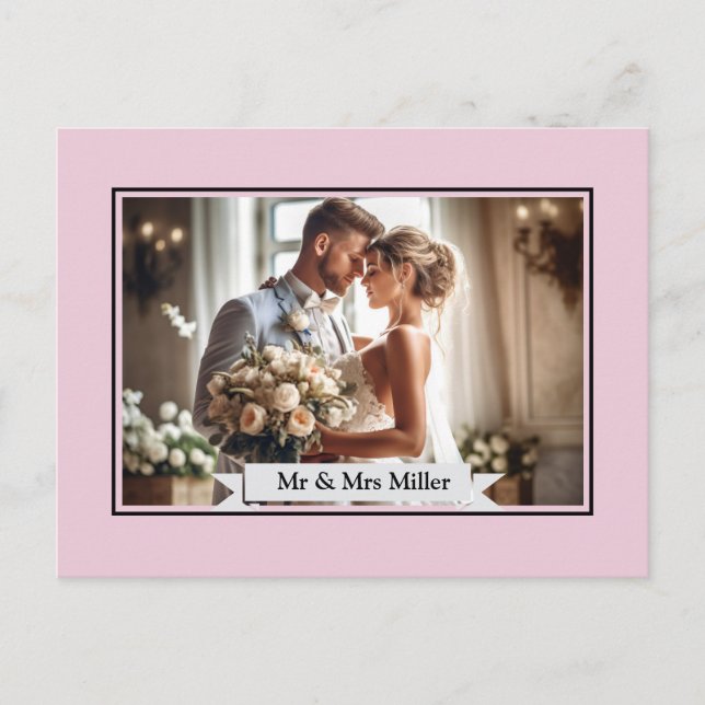 Custom Wedding Photo Announcement Postcard (Front)