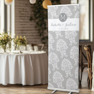 Custom Wedding Photo Backdrop Bride Groom Monogram Retractable Banner