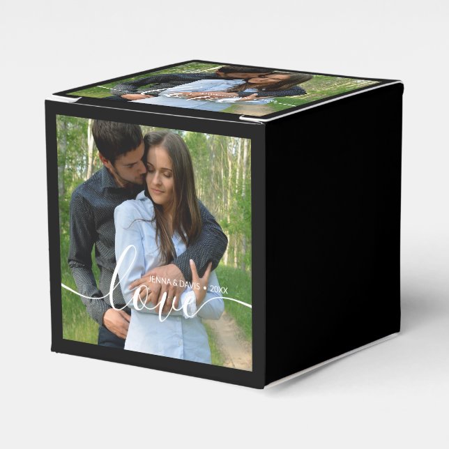 Custom Wedding Photo Black Favour Box (Front Side)