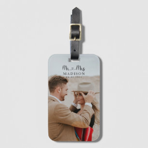 Custom Wedding Photo Calligraphy Luggage Tag