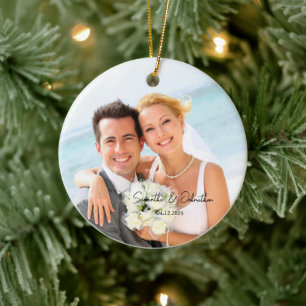 Custom Wedding Photo Ceramic Tree Decoration