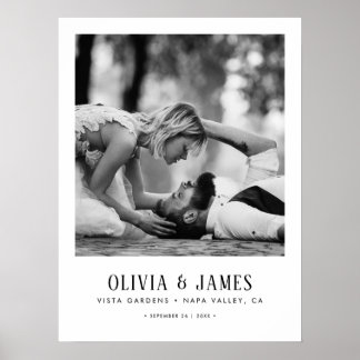 Custom Wedding Photo & Details Museum Style Poster