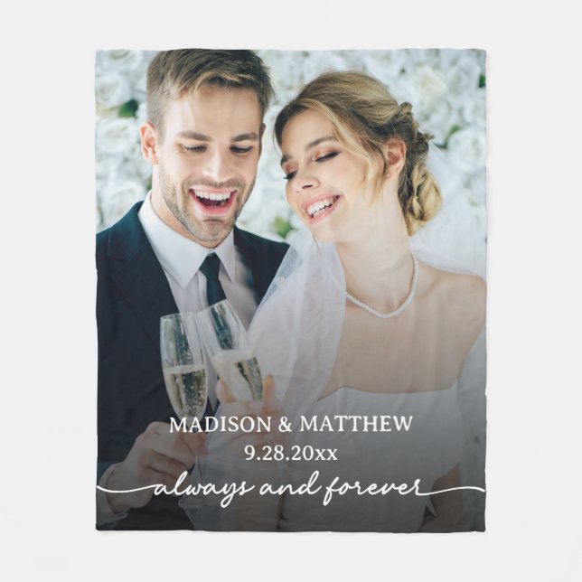 Custom Wedding Photo Fleece Blanket (Front)