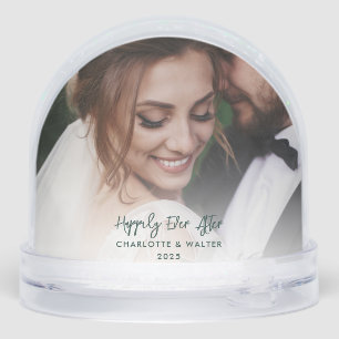 Custom Wedding Photo Happily Ever Christmas Snowglobe
