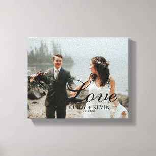 Custom Wedding Photo Love Name or Family Name Canvas Print