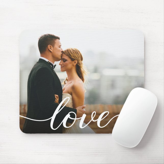 Custom Wedding photo Love script Mouse Mat (With Mouse)