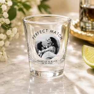 Custom Wedding Photo Modern Minimalist Elegant Shot Glass