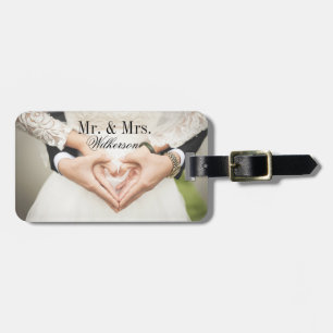 Custom Wedding Photo Monogram Luggage Tag