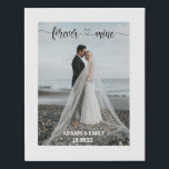 custom wedding photo name & date modern love you faux canvas print<br><div class="desc">Custom wedding souvenir or gift to the newlywed couple or as an anniversary gift,  customise your photo,  name & date!</div>