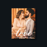 Custom Wedding Photo Names Date Love script Canvas Print<br><div class="desc">Customise this photo wrapped canvas with up your favourite wedding photography from the best day ever. With a 'love' script in a modern handwritten style that's both elegant and classic. Personalise with your names and wedding date. A perfect keepsake. Cherish the memories of your special day forever with this Custom...</div>