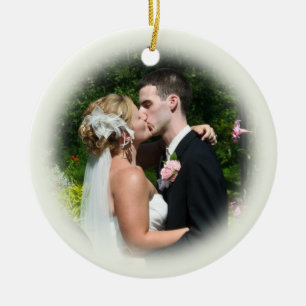 Custom Wedding Photo Ornament - Ecru