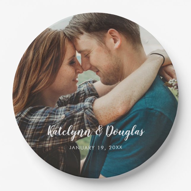 Custom Wedding Photo Paper Plate (Front)