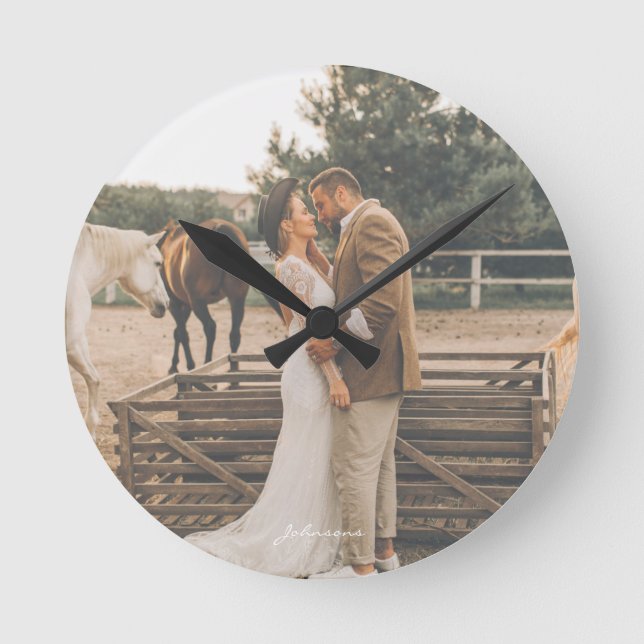 Custom Wedding Photo Round Clock (Front)
