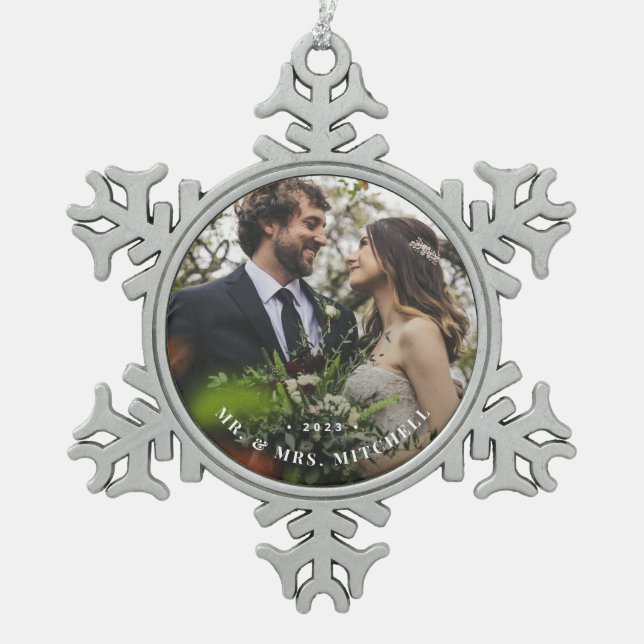 Custom Wedding Photo Snowflake Ornament (Front)