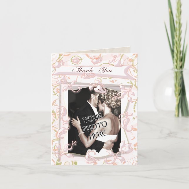 Custom  Wedding Photo & Text Thank You Card (Front)
