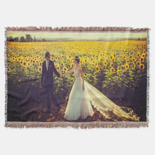 Custom Wedding Photo Throw Blanket (Front)