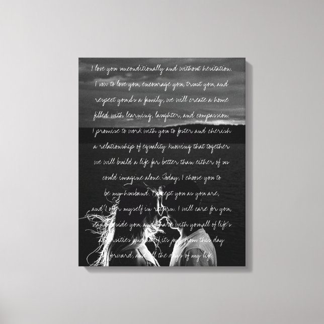 Custom Wedding Photo & Vows Canvas Print (Front)