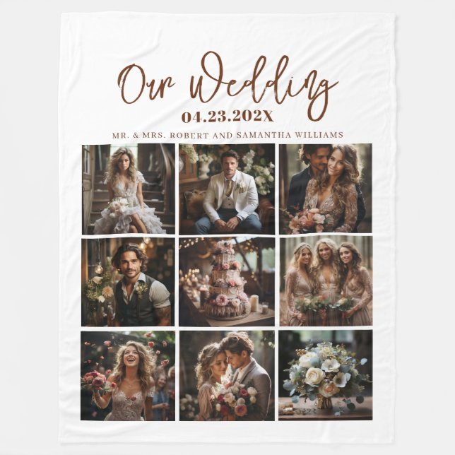 Custom Wedding Photos Fleece Blanket (Front)