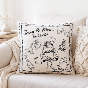 Custom Wedding Pillow Cover – Personalized Couple 